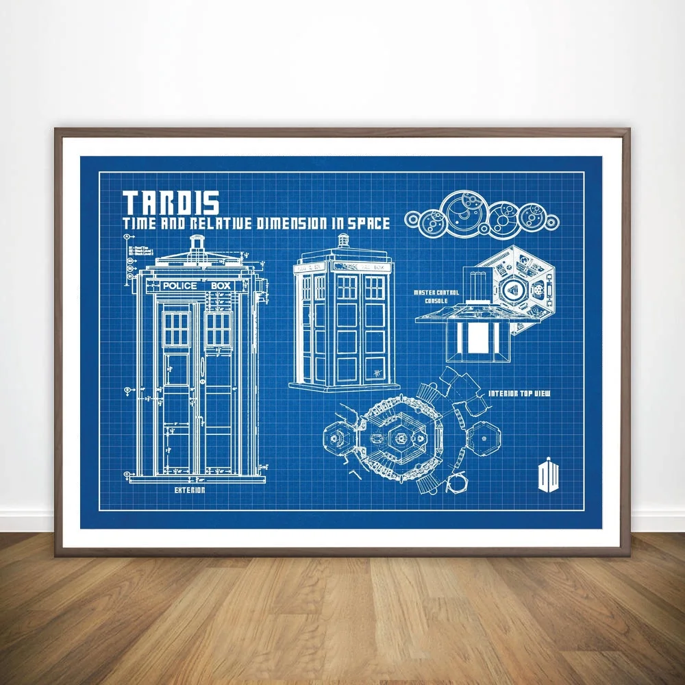 

Doctor Who Tardis Blueprint Graphic Wall Art Paint Wall Decor Canvas Prints Canvas Art Poster Oil Paintings No Frame