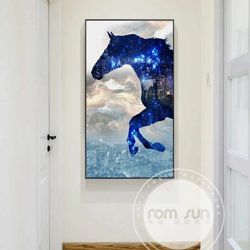 

Nordic Style Diamond light Horse Canvas Painting Modern Home Decor Animal Poster Print For Living Room Abstract Wall Art Picture