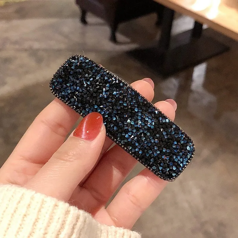 Square Blue Корейские модные стразы, модные аксессуары для волос, заколки для девочек, украшения для волос для женщин - Окраска металла: Square Blue