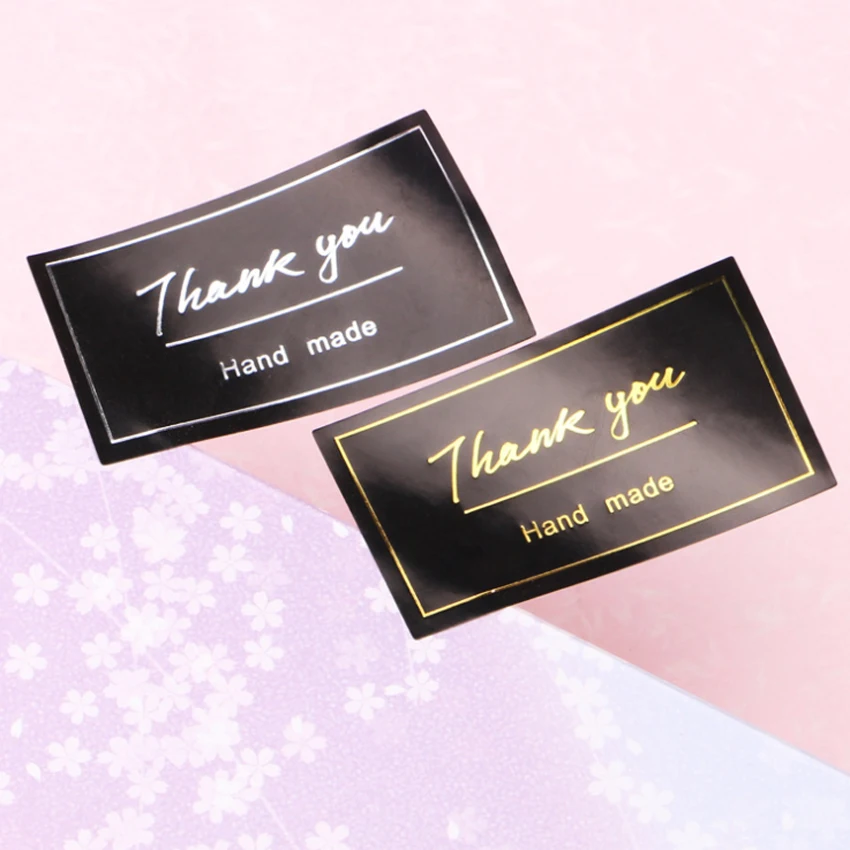 60 шт./лот Thank you hand mad черная самоклеящаяся Уплотнительная наклейка изделия ручной