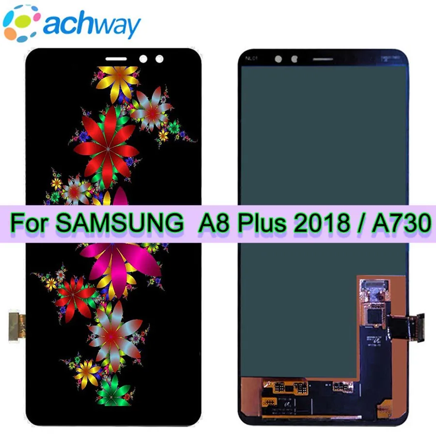 

Super AMOLED 6,0 "для SAMSUNG Galaxy A8 Plus 2018 LCD A730 + дисплей с сенсорным экраном дигитайзер в сборе для Samsung A730x LCD