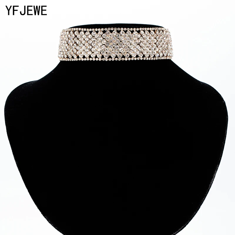 Женское Ожерелье-чокер YFJEWE с подвеской в виде полной стразы ювелирные воротнички