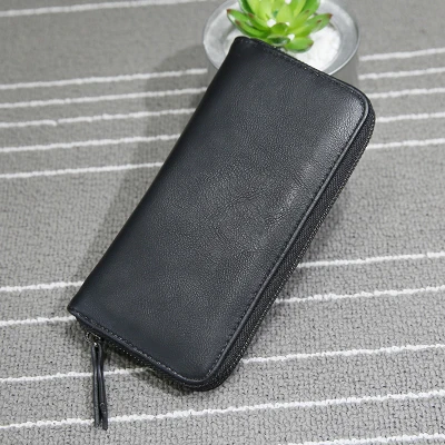 Мужские кошельки, клатч, кошелек для денег, кошелек, большая емкость, длинный держатель для карт, на молнии, дизайн, мужской клатч, кошелек на застежке - Цвет: black