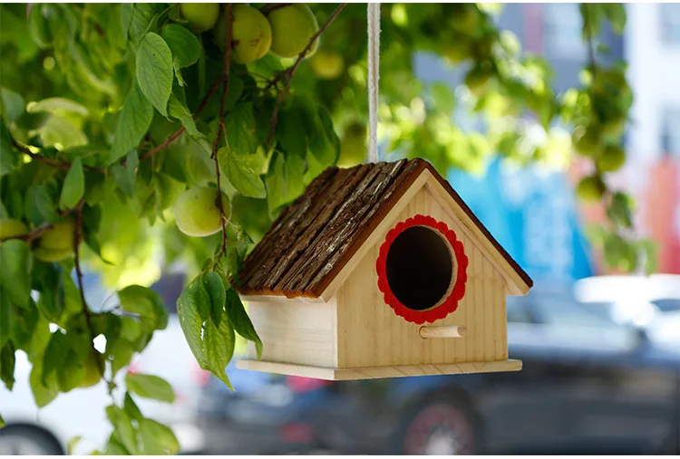 

Solid Wooden Bird Box Swallow House Outdoor Breeding Nest Nesting Parrot Home