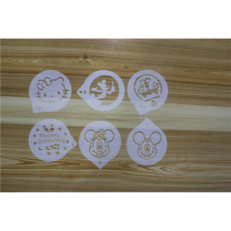 6 шт. мультфильм кошка мышь торт кофе шаблон печатные трафареты помадка форма для