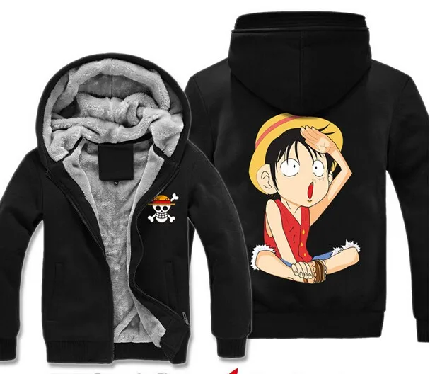 One Piece Japan Anime Luffy Chopper Print Cosplay Jacket Winter Men Women Plus Velvet Coat Thicken Zipper Hoodies Sweatshirt 6XL | Мужская