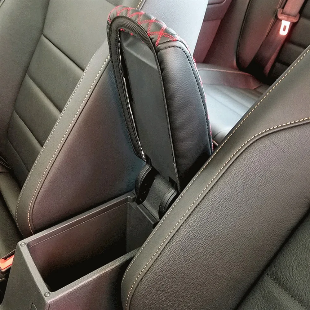 Автомобиль центральной консоли подлокотник коробка крышка DIY черная кожа с