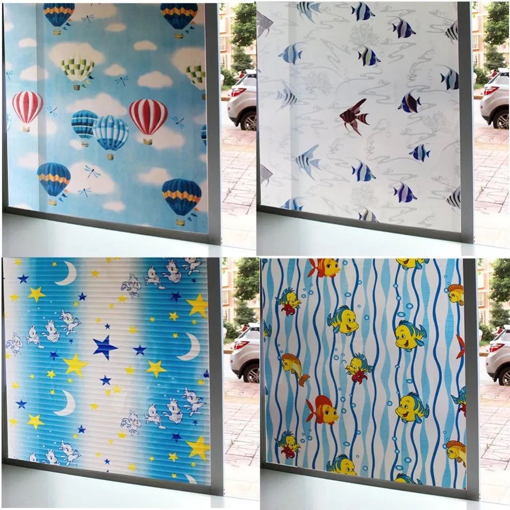 

Stained fish window foil film Frosted glass sticker toning PVC Self-adhesive Decorative vinyl film for furniture window sticker