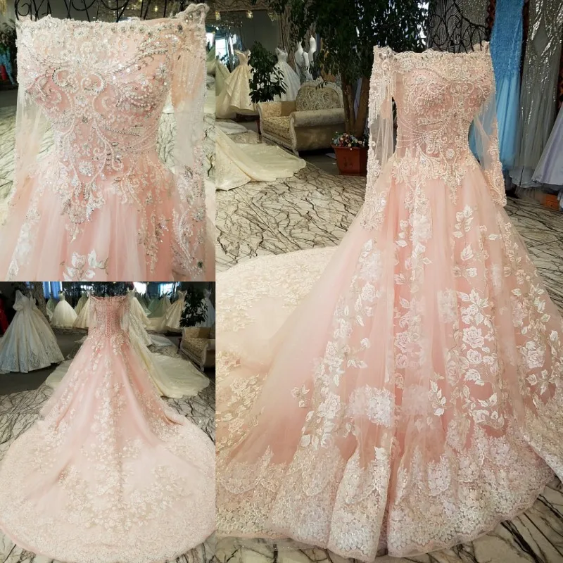 LS64345 розовая лодочка для шеи бальное платье полный рукав вечернее длинное