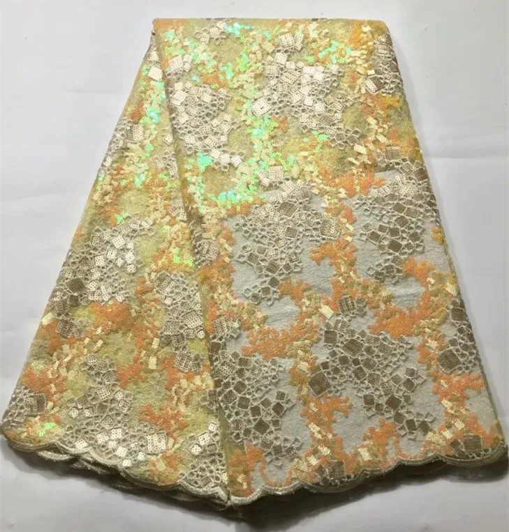 Высокое качество 5 ярдов оранжевая органза французская сетчатая вышивка Тюлевое