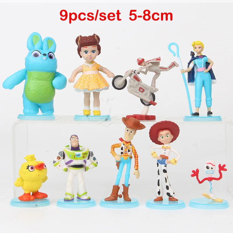 9pcs 1 компл. Детский подарок на день рождения Аниме История игрушек мультфильма 4 торт Топпер игрушки Вуди Базз Лайтер Джесси Рекс Фигурки игрушки - Цвет: 9pcs