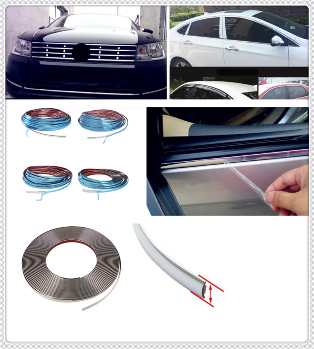3 м DIY Автомобильная форма хромированная Декоративная полоса Серебряное окно