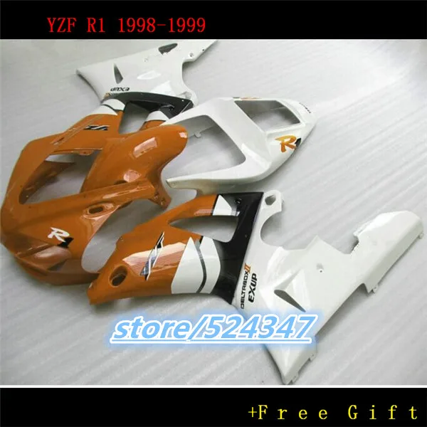 Комплект обтекателей для мотоцикла Nn-Custom YZF R1 1998 1999 YZFR1 98 99 Оранжевый Белый Корпус