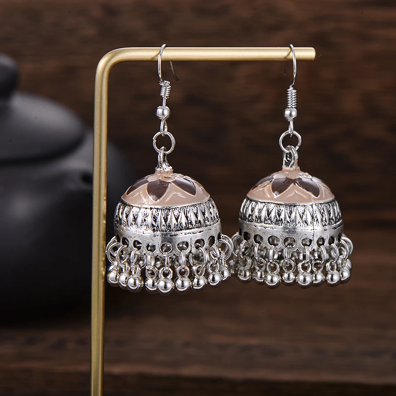 Винтажная Капля воды турецкий Jhumka Boho серьги для женщин в стиле ретро бусы с