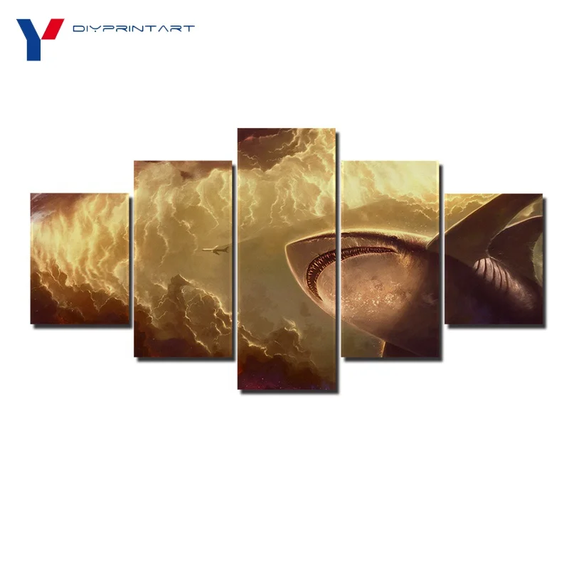 

Гигантская Акула, 5 шт., Холщовый настенный постер, домашние украшения, гостиная A0859