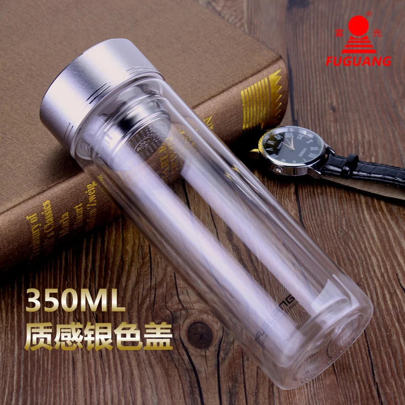Fuguang 350ml GP1420-350 double layer elegant household office glass tea water bottle male lady | Дом и сад