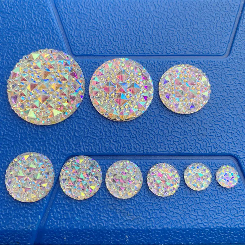 

8mm&10mm&12mm&14mm&16mm&18mm&20mm&25mm&30mm AB Resin Flatback Rhinestones Round Crystal Stones Strass for DIY Crafts