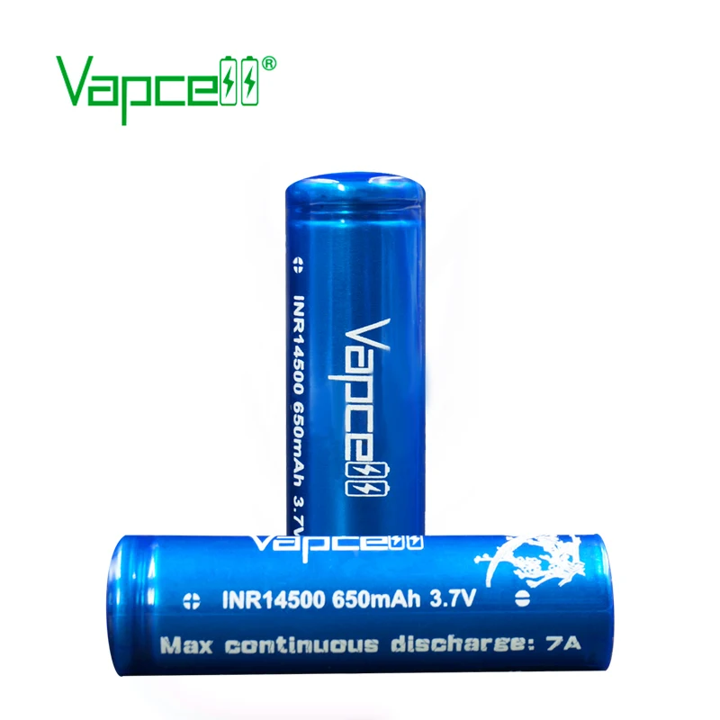 2 шт. Vapcell INR 14500 650 мАч Максимальная непрерывная разрядка 7А перезаряжаемая батарея