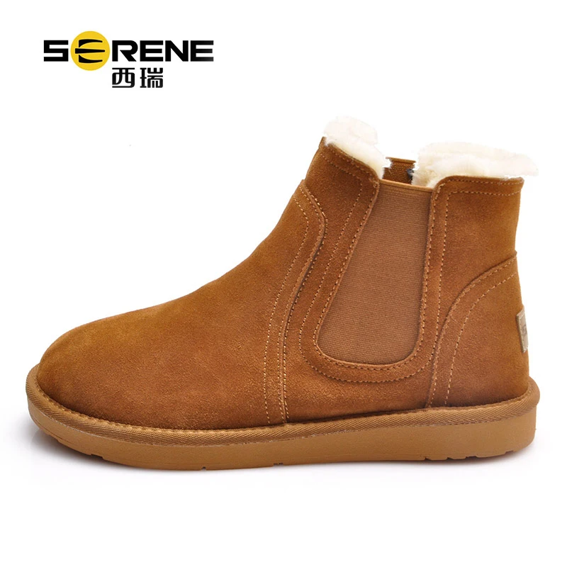 зимние ботинки мужские из коровьей замши дышащая обувь Slip on Мужские Зимние