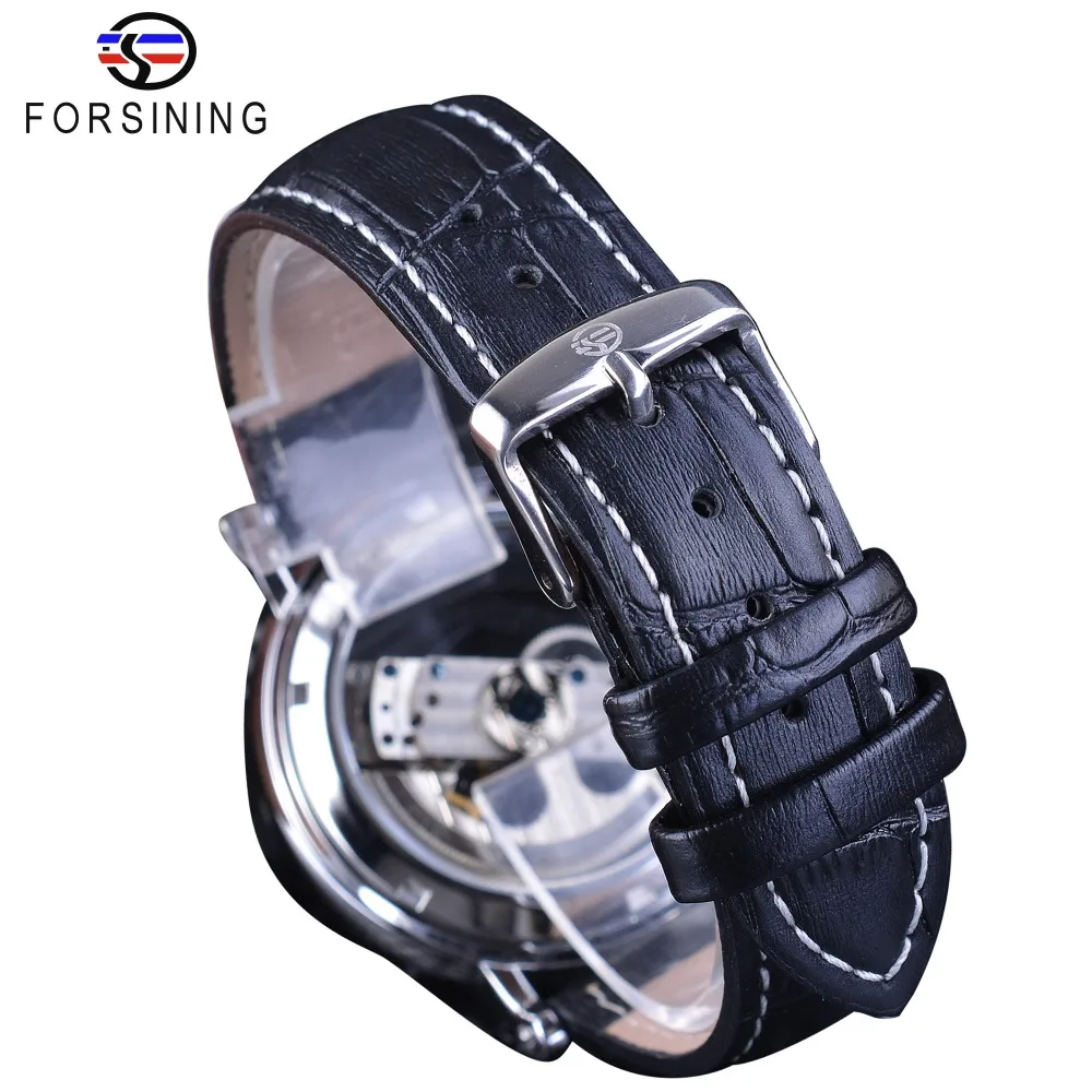 Мужские часы Forsining деловые с двойным прозрачным ремешком и скелетом|watch top|watch top