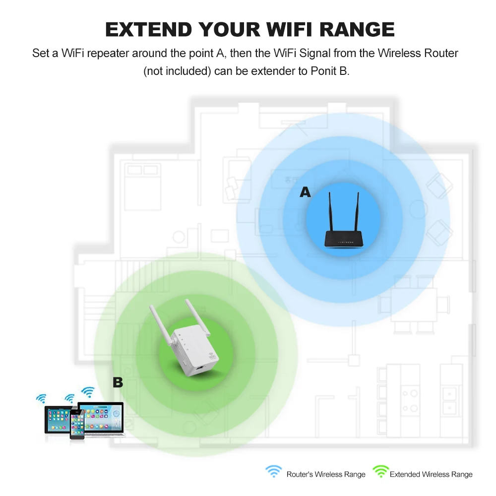 

WD-R606U 300Mbps Wireless Range Extender WiFi Repeater Signal Booster Amplifier Wall Mounted Dual Antenna EU US Plug
