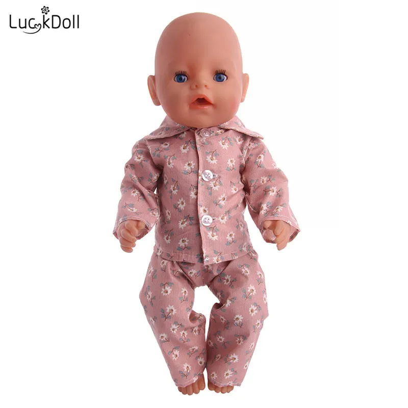 LUCKDOLL/Пижамный костюм с пуговицами подходит для 18 дюймов американский размер 43 см