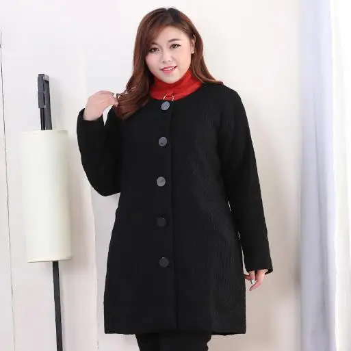 Clobee женские шерстяные пальто Большие размеры 4XL-10XL женские пальто с длинным рукавом Женские Ретро однобортные шерстяные кардиганы J654