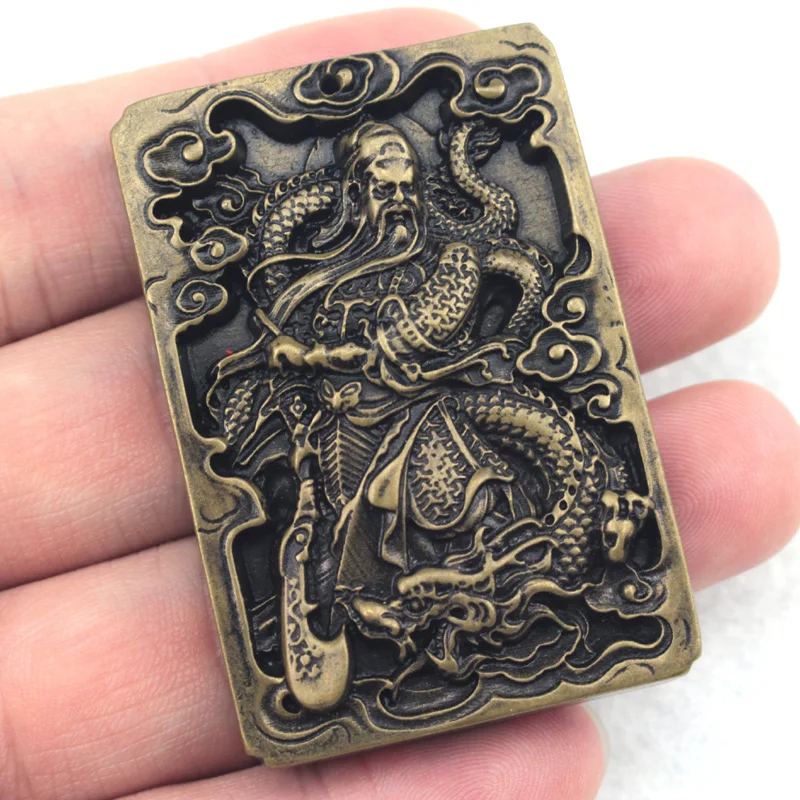 Металлическая бронзовая подвеска 38x56 мм в винтажном стиле Guan Yu резная для мужчин