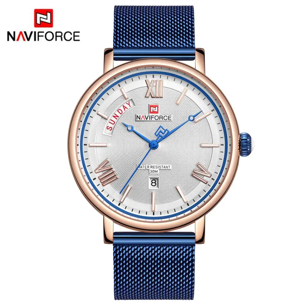 NAVIFORCE Модные мужские s часы лучший бренд класса люкс кварцевые часы мужские повседневные сетчатые стальные 3ATM водонепроницаемые спортивные часы Relogio Masculino