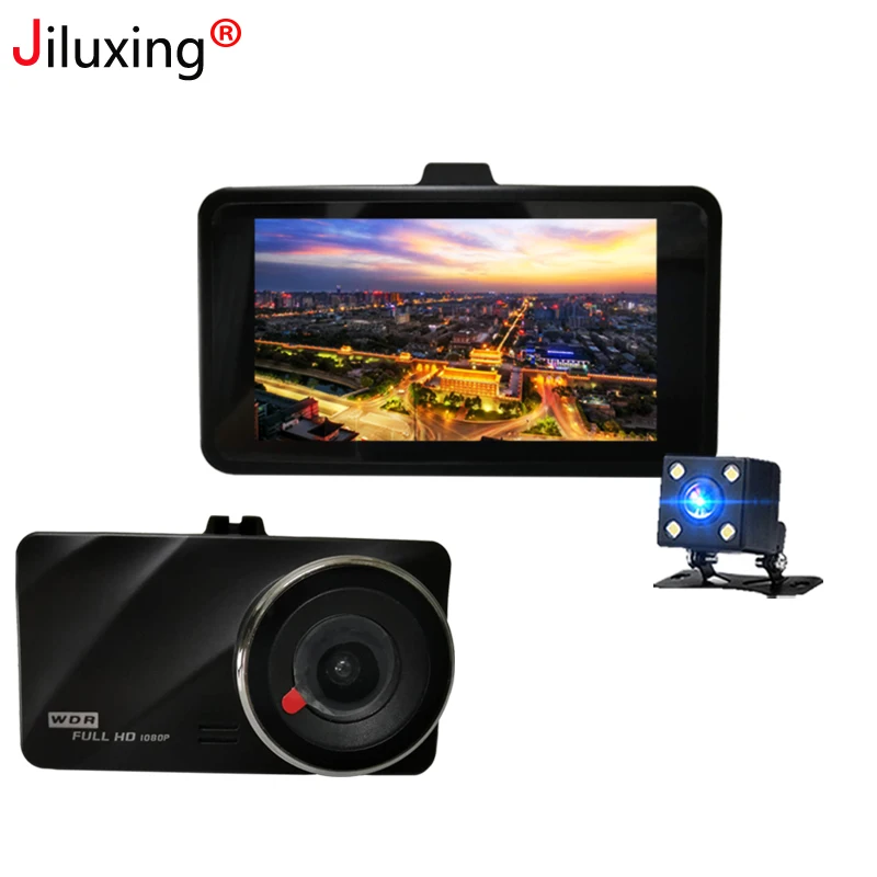 Jiluxing FHD 1080P Мини Автомобильный видеорегистратор две камеры авто камера видео