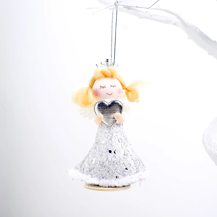 silver heart angel Корона Ангел девочка кукла Рождество Ornemant для рождественской елки Украшение подвесной кулон Рождественская вечеринка Декор для дома стол окно - Цвет: silver heart angel