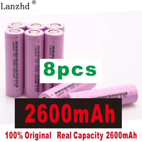 8 PCS 8-40 шт 18650 перезаряжаемая батарея 2600mAh литий-ионные батареи 3,7 V для samsung 18650 литиевая батарея для фонарика ноутбука - Цвет: 8 PCS