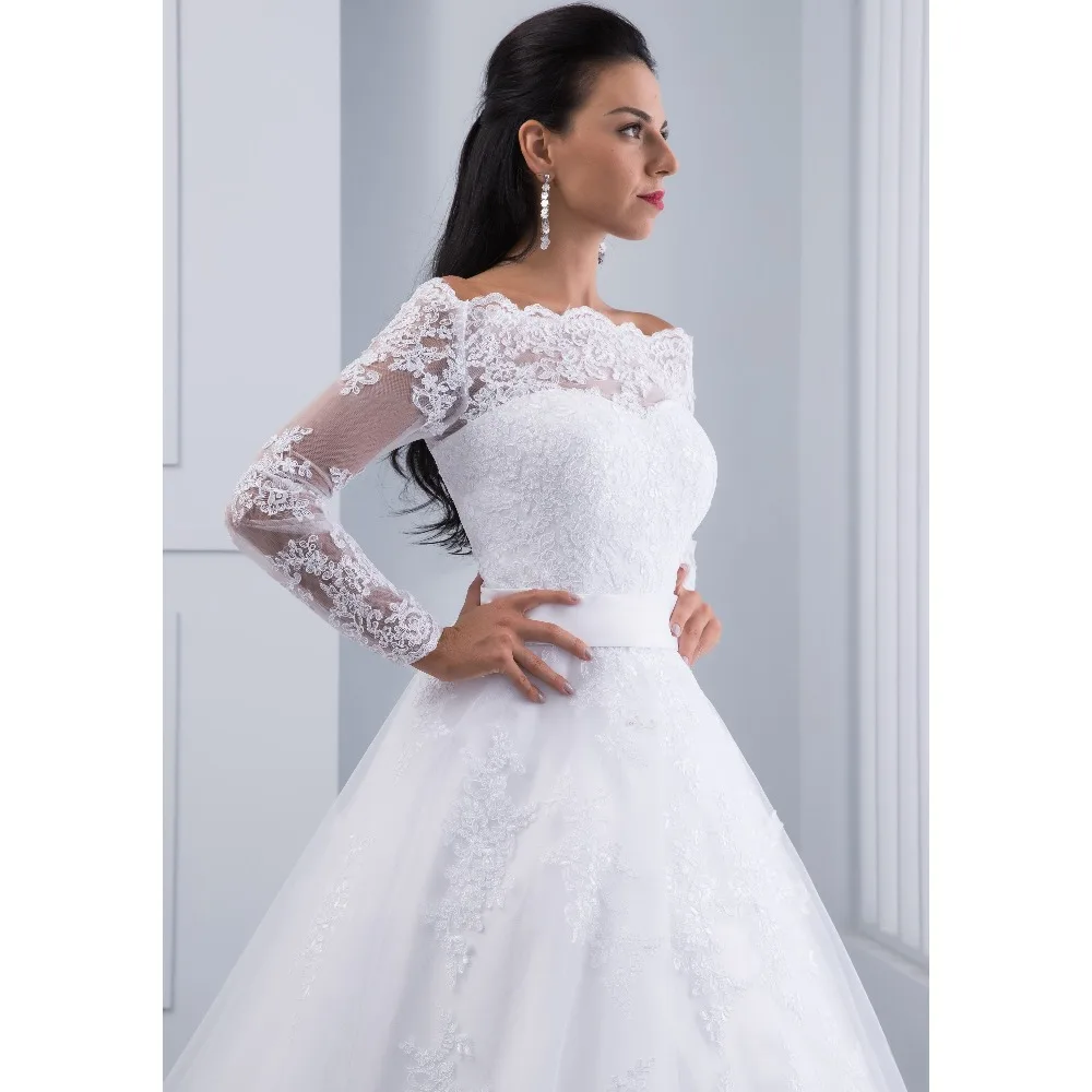 Miaoduo Vestidos De Novia кружевное свадебное платье с длинным рукавом бальное платье Свадебные платья Robe De Mariage свадебные платья