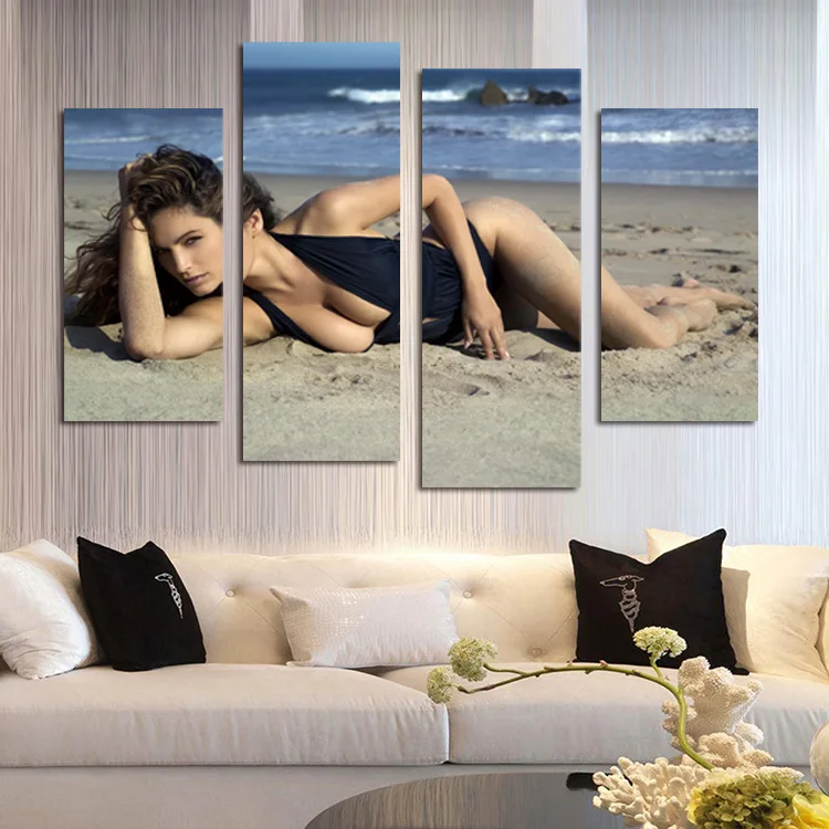 FOUR PC NO FRAME Beach Beauty Oil Painting Printed On Canvas Home Decor Wall | Дом и сад