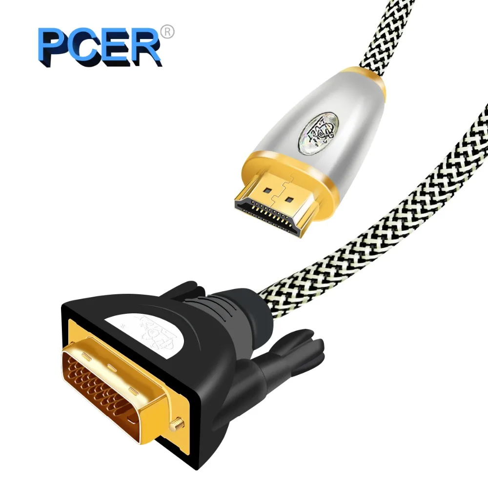 Нейлоновый плетеный кабель HDMI DVI аудио видео Папа папа для ПК монитора HDTV