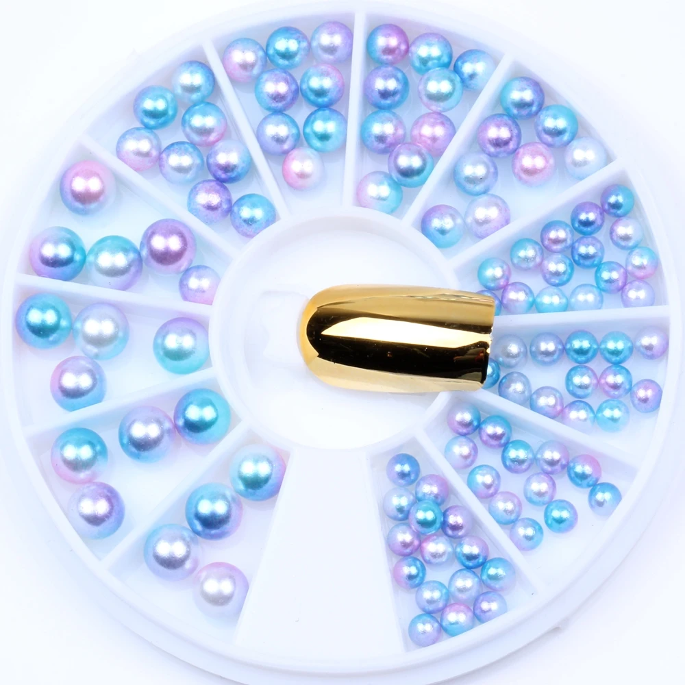 No Hole Round Pearls RainBow Mixed Size Resin Rhinestones Wheel Body Crafts Shinning Phone Case Stickers DIY Nail Art Decoration | Красота и