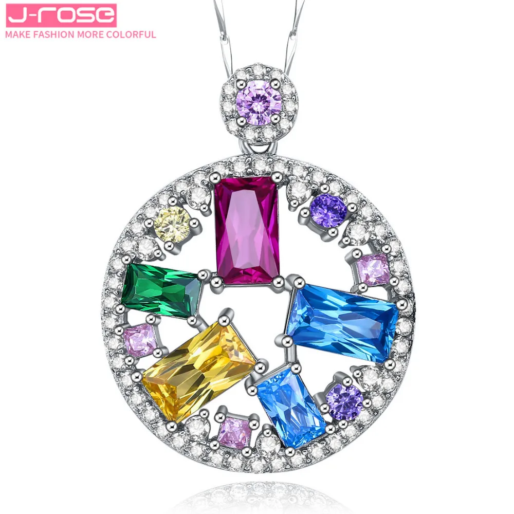 Jrose ювелирные изделия многоцветные AAA CZ 100% твердые 925 Серебро кулон для женщин