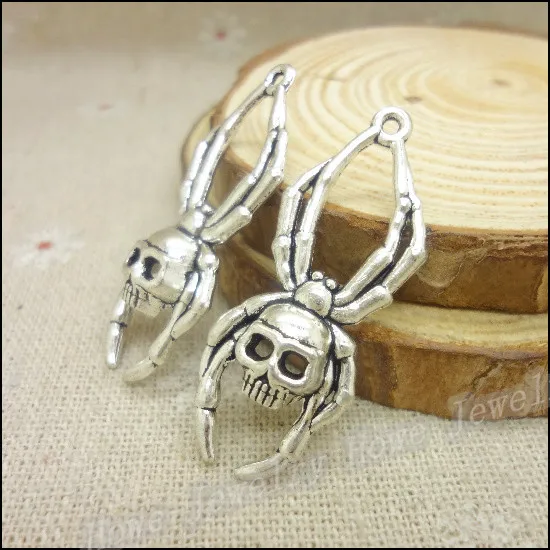 40 шт Подвески Череп пауки кулон тибетский серебряный цинковый сплав подходит
