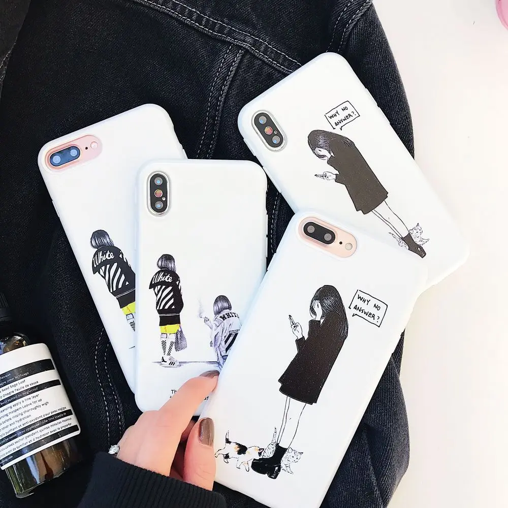 WULAWUKU Fashion cartoon rebel girl lovely soft candy tpu case For iphone X 8 8plus 7 7plus 6 6s plus back covers phone |