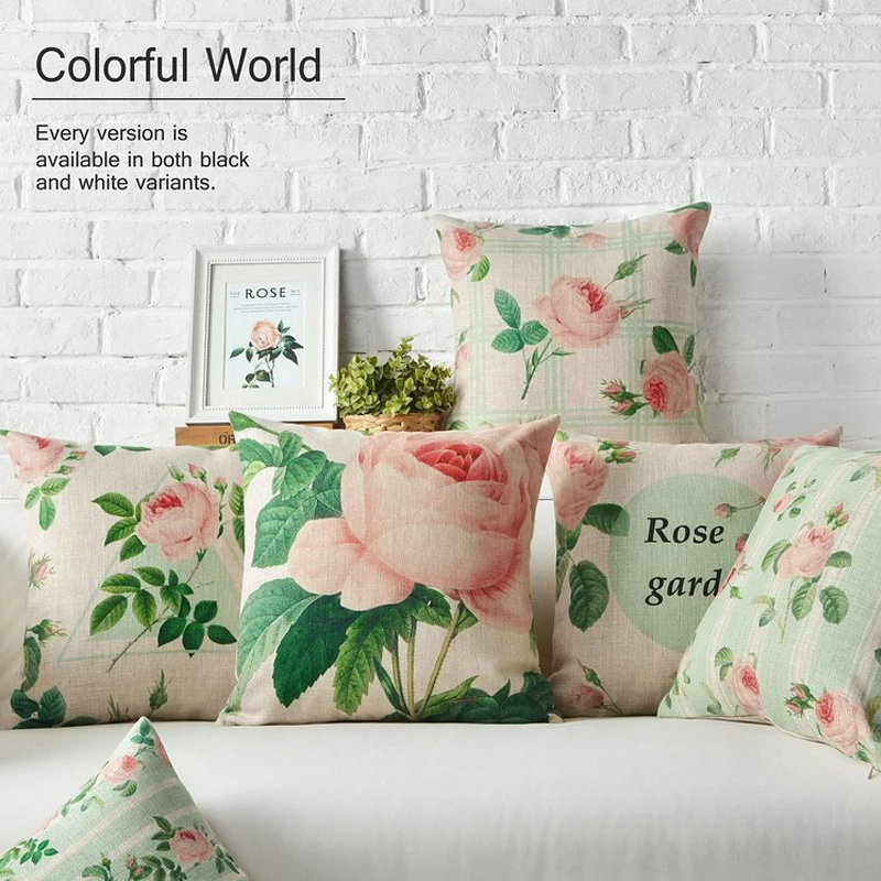 Фото Элегантная наволочка для подушки в американском стиле с сельскими розовыми