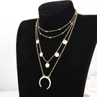 Женское многослойное ожерелье в стиле панк, длинное ожерелье до ключиц с подвеской в виде диска и Луны, 2020
