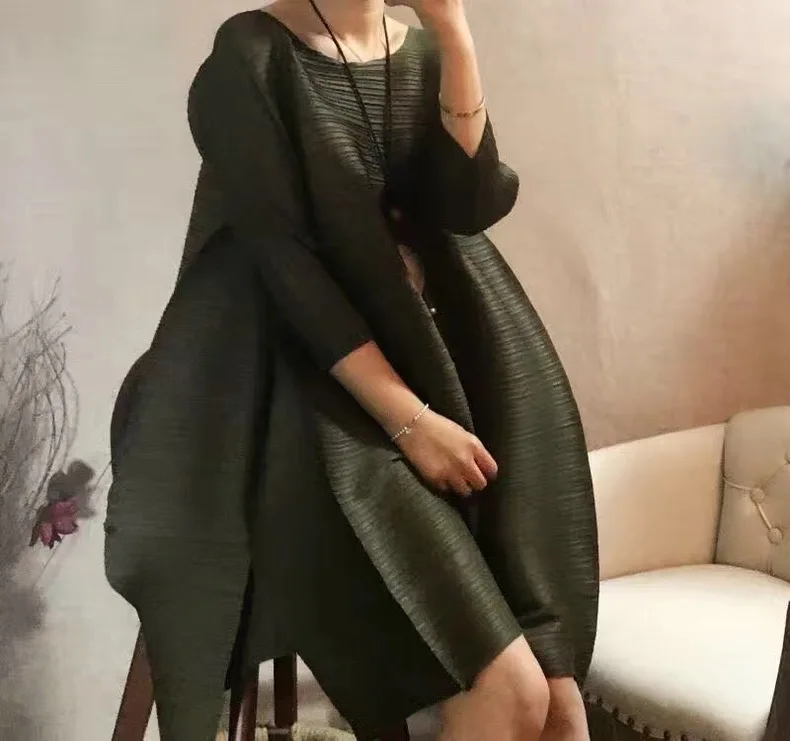 Miyake Новое весеннее свободное плиссированное платье со складками|pleated dress|dresses ladiesa