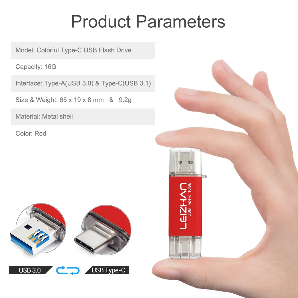 Флеш-накопитель LEIZHAN Type-C 128 ГБ 64 32 16 USB 3 0 флеш-накопитель типа C карта памяти USB-ключ
