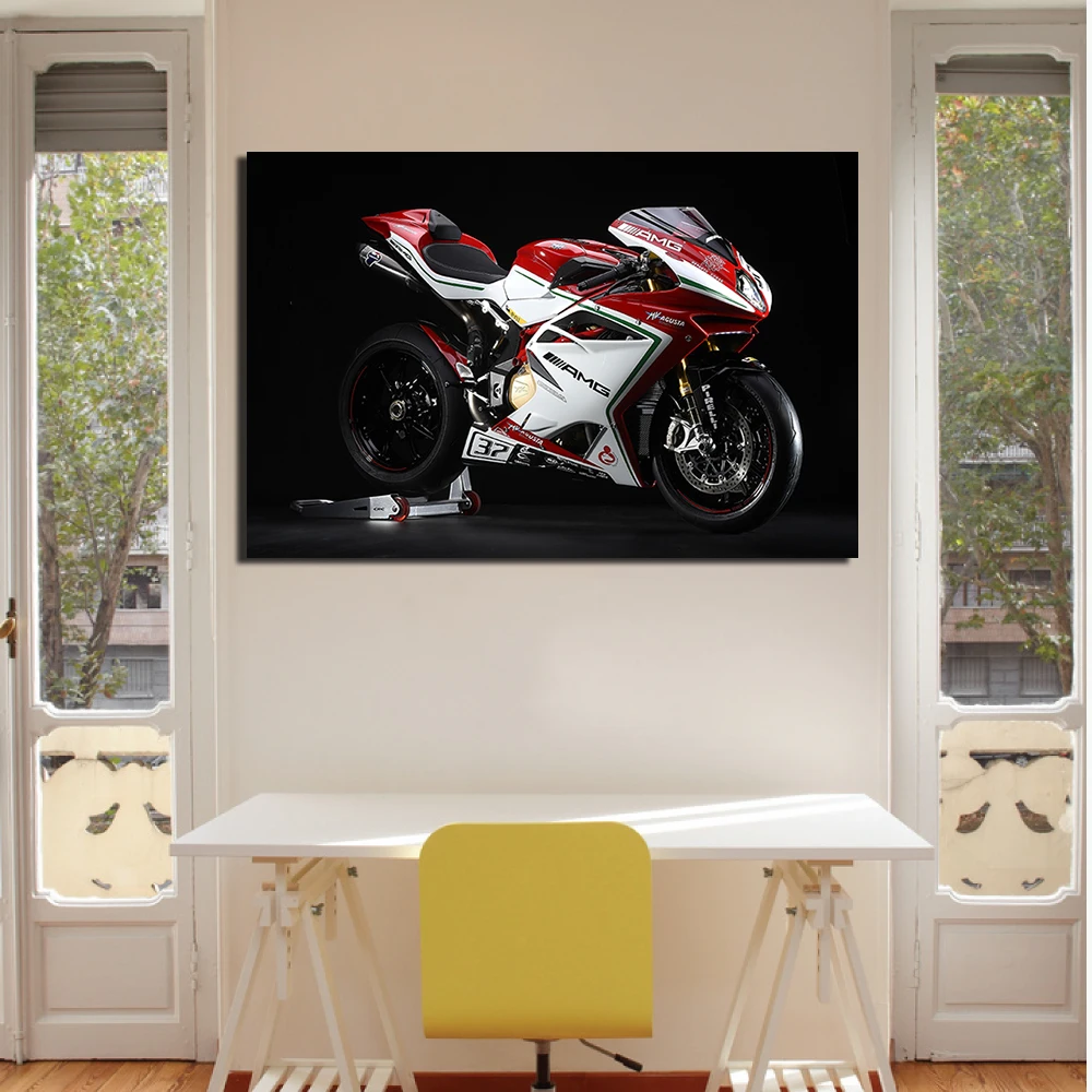 MV Agusta F4 RC Muscle Motorbike Posters and Prints Wall Art Picture Canvas Paintings For Living Room Decor | Дом и сад