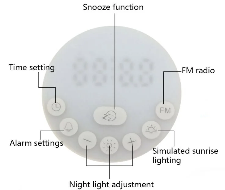 Digital LED Time Display FM Radio Touch Sensor Brightness Wake-up Alarm Clock Light Sunrise Simulation Morning | Дом и сад