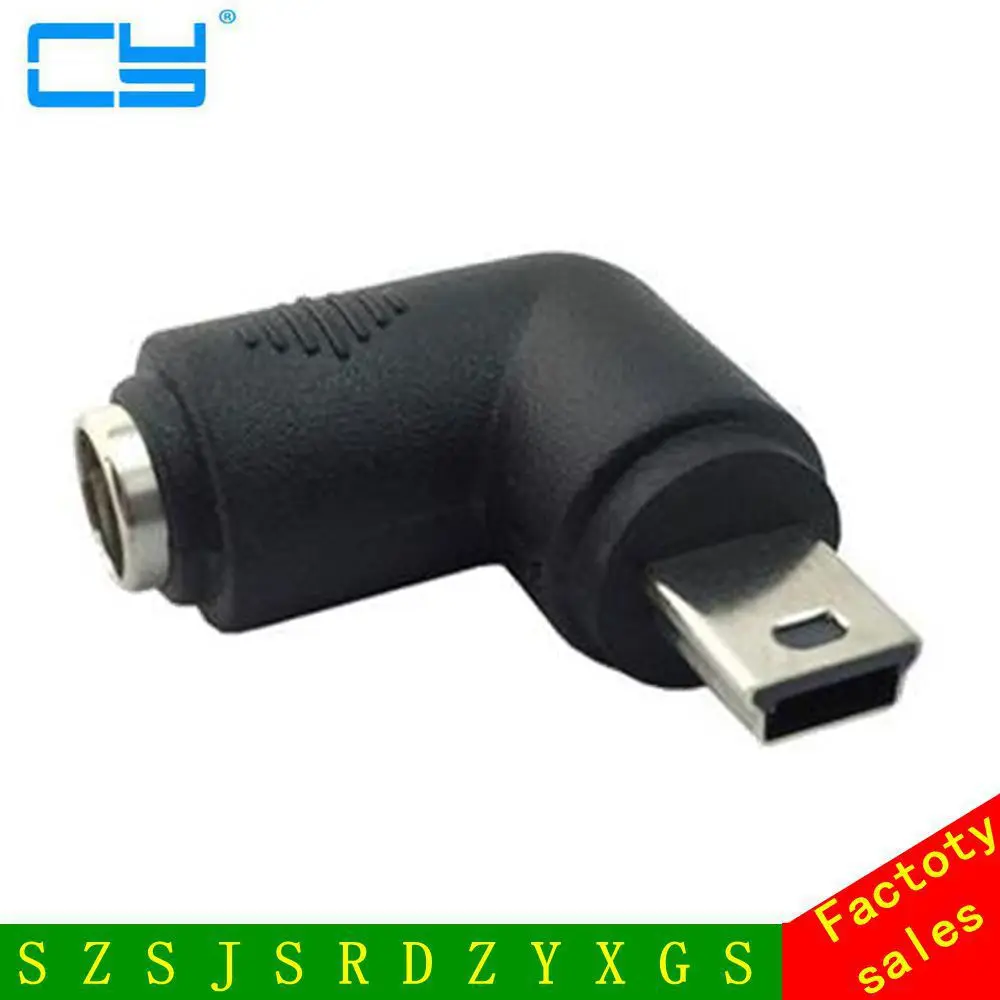 

Free Shipping DC 5.5x2.1 mm Jack To Mini USB Right Angle Male Power Adapter Connector for GPS MP3 Speaker Tachograph and Other