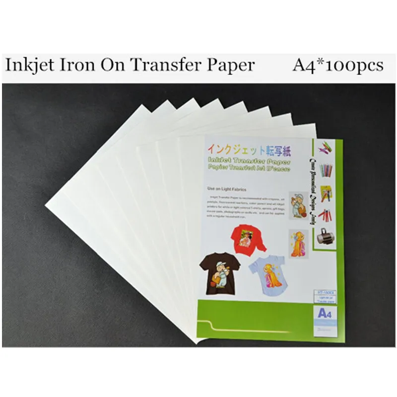 (A4*100pieces) Top Quality Inkjet Heat Iron On Transfer Printing Paper Iron-on Transfer Papel for Cotton T shirt HT-150EX