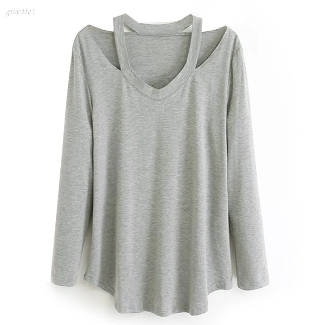 Скидка Новинка 2017 года Для женщин Футболки с открытыми плечами Повседневное