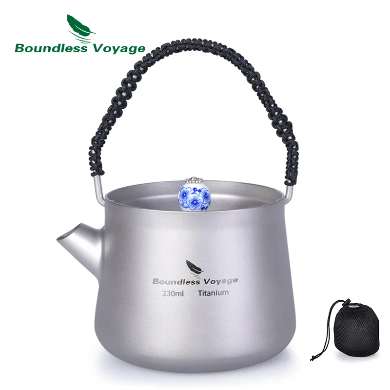 Kettle Безграничный Вояж 230 мл, мини титановый чайник с фильтром, антиобжигающая ручка, крышка для кемпинга, воды, кофе, чайника, столовой, плита - Цвет: Kettle