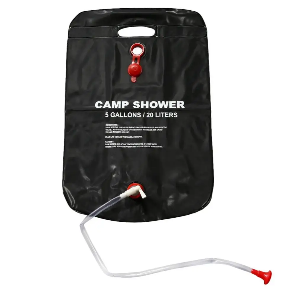 New 20L / 5 Gallons Solar Energy Heated Camp Shower Bag Outdoor Camping Hiking Utility Water Storage PVC Black | Спорт и развлечения